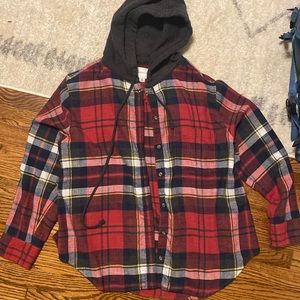 American Eagle Hooded Flannel Size Large